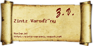 Zintz Varsány névjegykártya
